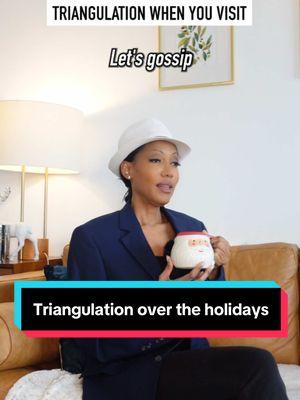 Over the holidays I often here stories of generational trauma and poor family communication skills such as the use of triangulation. Triangulation is problematic in family dynamics because it is an unhealthy form of communication that can pit family members against each other in an effort to coerce others into complying. 🔺 This form of communication can be passed down in families and is one of the patterns we see in generational trauma. 🧑‍🧑‍🧒‍🧒 It is helpful to recognize how to change these unhealthy communication methods so that relationships are more nurturing and less stressful. 😩  The holidays is a time of year that triangulation tends to peak in families 🎄🎅🏾 This reel does not represent all cases of triangulation and the example in this reel is not always explained by triangulation*  *You may want to consider your individual mental health needs with a professional. This page is not meant to provide or replace your current care. * #triangulation  #familydynamics #MentalHealthAwareness  #creatorsearchinsights  #generationaltrauma  #whofides  @WHO Fides 