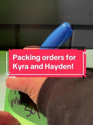 Thank you Kyra and Hayden for your orders!  #smallartistcheck #smallartistshop #SmallBusiness #smallbusinessowner #etsyseller #etsy #fyp #fypシ゚ #merchartist #stickers #stickertok #keychains #keychainbusiness #packingorders #packanorderwithme 