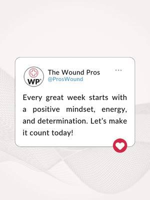 Every great week starts with a positive mindset and a strong will to make a difference! As wound care professionals, your energy and determination not only shape your week but transform lives. Let’s seize this moment and make it count! 💪 Your efforts today lay the foundation for better outcomes tomorrow. Let’s tackle this week with strength and compassion! 💉❤️ How do you stay motivated as the week begins? Share your tips below! 👇 #positivemindset #mondaymotivation #woundcare #woundhealing #healthcareheroes #nurselife #woundmanagement #medicalprofessionals #nurseinspiration #HealingJourney #patientcare #carewithcompassion #healthcareworkers #woundcarenurses #medicalcare #healthcarecommunity #nursinglife #determination #goalsetting #woundcareprofessionals #motivationalmonday #nurseheroes #healinghands #successmindset #startstrong