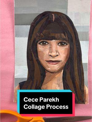 Another look at the process of making a collage inspired by New Girl - “Cece Parekh” #ceceparekh #hannahsimone #newgirl #art #collage #upcycle #recycle #fyp