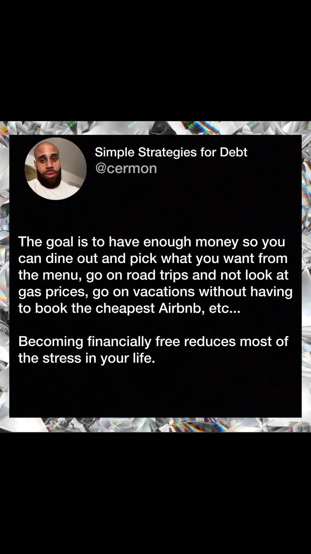 Your debt is keeping you from the life that you want to live. Stop working just to pay bills and get a game plan together 💪🏽 #singlegoals #lifegoals #explorepage #exploremore #communityoflove #dailyaffirmations #dailyquotes #foryoupage #instawords #manifestation #mentalwellness #MentalHealth #motivationalquotesoftheday #selflove #selfimprovement #thoughtoftheday #quotestagram #quoteoftheday #quotesforself #quotepage #quotepagesofinstagram #quotesdaily #quotesforlife #respectyourself #upliftingquotes #wordsofinspiration #explorefeed #healing #healthyrelationships