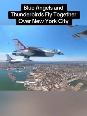 Part 1 || Blue Angels and Thunderbirds Fly Together Over New York City. #blueangels #thunderbirds #newyorkcity #flyby #flyover #jets #usaf #badass #airforce #aircraft #airplane #fyp 