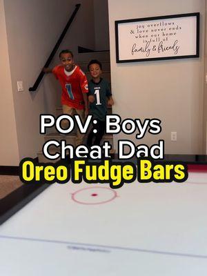 Win or lose, #dad always thinks he won.😂🙅🏾‍♂️ __________________________________   #EasyRecipe Microwave Oreo Fudge.🍩 Oreo’s, 500g White Chocolate, 1 can Condensed Milk. #directions  1. In a microwave-safe bowl, Add condensed milk & white chocolate. Microwave in 1 min intervals for 3 mins. 2. Remove from microwave & stir until thick & smooth. 3. Fold in Oreos, broken into pieces.  4. Scoop into pan & smooth it out.  5. Refrigerate until set. Enjoy.🤤 __________________________________  #parenthumor #dadsoftiktok #boys #dessert #snack #bigfamily #family #dadsbelike #parenting #parents #sweettooth #sweets #Recipe #funny #familythings #Foodie #yummy