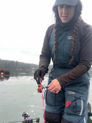 Hooked up! Fun seeing the fish come in under the ice! You can see it on the video! #icefishing @Goldstandardoutdoors @DSG Outerwear #hookedup  #tightlines #fyp #crappie #ladyangler 