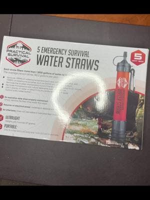 • Humans can live 3 days without water but 1 gallon (the recommended daily water intake) weighs over 8lbs. When you are on the move, chances are you'll be able to find water somewhere, just not the kind you can drink safely. • Our filters weigh only 2oz and measure 8 inches long, so you can take it with you anywhere. Be prepared when camping, hiking, enjoying the outdoors, or when facing stressful situations such as natural disasters, national supply chain issues, accidents, or just about anything. • Each of the filters in this pack removes > 99.99% of waterborne bacteria (such as E. coli and legionella), and >99.99% of waterborne parasites (such as giardia and cryptosporidium). Removes the smallest microplastics found in the environment (down to 0.1 micron). • The lifespan of each filter can reach up to 1800 gallons, depending on how much sediment you're trying to filter and how well you maintain it in between use (the average person drinks 182.5 gallons of water per year). • Keep this lightweight water filter on you at all times when backpacking, fishing, hiking, camping, hunting, or exploring the wilderness. Keep a set of filters in your car during travels, bugout or EDC bag just in case. • Perfect for emergencies or disaster preparedness such as power outages, hurricanes, roadside car or RV breakdowns, earthquakes, floods, or storms. Keep a set of filters in your car during travels, bugout or EDC bag just in case. • Whether you are enjoying nature or in times of emergency and stress, proper hydration will ensure you are in the best shape possible. Our filters are chemical and BPA free, and each raw material used in its components meet US Food and Drug Administration regulations and standards. • Each filter is manufactured under rigorous quality control standards and tested regularly for performance, so you can rely on it when you need it most. Each individually wrapped filter comes in a box of 2 or 5 units. @Practical Survival #camping #emergency #emergencykit #cleanwater #waterstraws #emergencysurvival #humanscanlast3dayswithoutwater #water #thirsty #survival #doomsday #doomsdaypreppers CLICK THE LINK BELOW! 