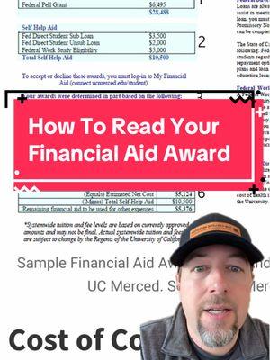 How to read and compare your financial aid awards.  #fafsa #financialaid #studentloans #college #scholarships #grants 