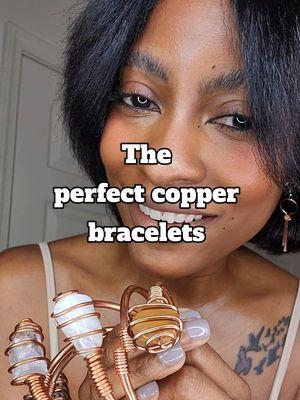 Calling all copper bracelet lovers👀  I've added some new crystal bangles for you to add to your collection🙌🏾    Wearing copper alone as a base is powerful. It helps connect you to yourself, increases the body's flow of energy, and most importantly, it creates a barrier between you and any negative energies. Something we all need atm. So, adding stones and crystals serves as an amplifier to what copper already brings to the table ✨️ #creatorsearchinsights  #jewelrygirl #braceletstacks #jewelrytiktok #copperjewelry 