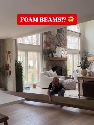 Follow along @comestayawhile for more DIY projects! One of my favorite projects from 2024… F(AUX)M BEAMS?!?! 🤯 I can’t even believe how realistic this faux wooden beam is even though it’s made out of foam. It’s super lightweight which makes installation so easy! I tweaked the color because it felt a little too warm when it came and I think it’s PERFECT!! 😍 What do you think?! Probably one of my favorite upgrades from 2024! No one will even know they are foam… well except all 1.3 million of you 😂🤫 Beams: @architecturaldepot HeritageTimber faux beams in Mena Warm Caramel (original color) New Color: 1 coat of even better beige by Behr and then 1 coat of rustoleum decorative glaze Java brown #fauxbeams