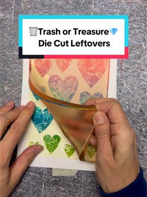 Die cut leftovers• Trash🗑 or Treasure💎 from Gelli Arts® Artist @birgit_koopsen 👩🏻‍🎨 As a printmaker you should have a good look at every piece of trash you are about to throw away. It might just be a gel printing treasure worth holding on to! Have you ever taken a second look at the left overs after die cutting or do you just throw them away? When they look like this I definitely don’t throw them out because they make awesome masks/stencils for gel printing.  🎨Details: * I used acrylic paint. * It is important to use a thin layer of paint to allow the die cut paper to lift up all of the paint from the plate * I used an acrylic block to gently press down the paper without touching the paint in the open areas * Then I used crumpled baking paper to create texture in the open areas * After removing the die cut paper I let the first layer dry before adding the pick up layer * The large brayer is a lino roller and the width makes it very easy to blend the colors. * I let the paper (360gr/165lbs smooth paper for acrylic) on the plate until everything was dry. What do you think? Trash or Treasure?  Does this make you look at left over die cut scraps different eyes?😃 Leave us a 🌟 in the comments if you like the idea!!! #artteachers#creativity#artinspo#inspoforyou#gelprinting #gelliarts#artist#tipsandtricks#tips#createeveryday #artworks#recycled #recycledart #arttherapy #gelprints #trashortreasure #diecut #diecutting #foundobjects #printmaker #stencils #fyp #artistsoftiktok 