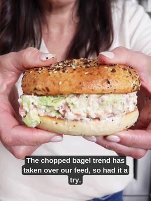 Chop, scrape, and schmear your way to the perfect bagel bite. This California BLT version of the viral chopped bagel trend is truly a cant-miss ☀️🥓🥬 📸: @nicolesperfectbite #choppedbagel #choppedsandwich #creamcheese #blt