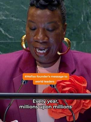 "[Survivors] deserve to know that where harm happens, healing can happen." #MeToo founder, Tarana Burke, delivered these powerful remarks to world leaders. There is #NoExcuse for gender-based violence.