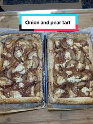 Make an onion and pear tart with me! #foryou #fyp #foryoupage #momtok #MomsofTikTok #trending #viral #quickandeasy #simpledessert #puffpastry 