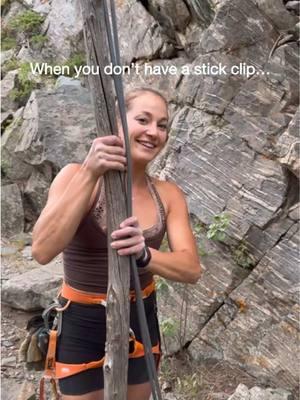 Raise your hand if you’ve been personally victimized by the literal “stick” clip 🌳🙋🏼‍♀️ Worth it to reduce my chances of hitting the ground when the climbing is hard right off the deck  #climb #climber #rockclimbing #climbtok #sportclimbing #womenwhoclimb 