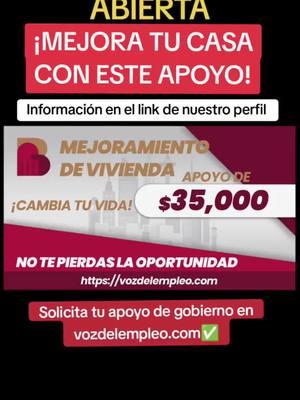 Mejora tu vivienda con este apoyo del gobierno. Mira la información desde el link de nuestro perfil o visita www.vozdelempleo.com #becas #becasdelgobierno #becasbenitojuarez #becasbenito #becasmexico #becasilva152 #becasparaestudiar #apoyos #bienestar #vacantesparaestudiantes