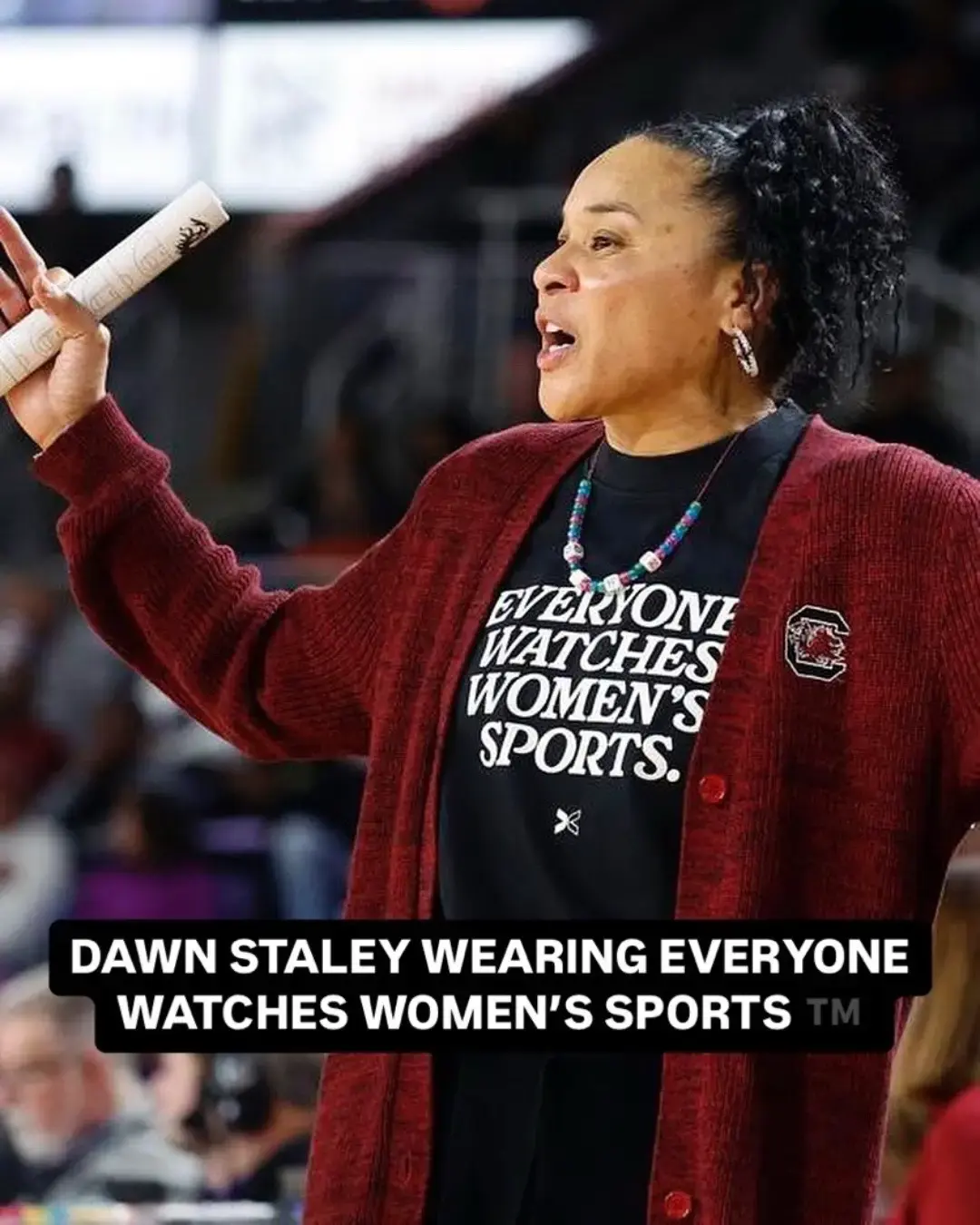 Can you believe it’s been a year since @Dawn Staley broke the internet in our Everyone Watches Women’s Sports ™️ shirt? 🔥 Hit the 🔗 in our bio to get yours and join the movement! #dawnstaley #everyonewatcheswomenssports #womenssports #sportsmerch #sportstiktok #womenempowerment 