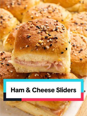 Layered with melty cheese, savory ham, and a touch of butter. Perfect for sharing (or not 😉) #hamandcheese #sliders #fypシ #EasyRecipes #howto #SnackTime 