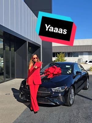 Stay for the suit... #mercedes #mbusa #newcar #tradein #CLA250 #repeatcustomer #thebestornothing #redbow 