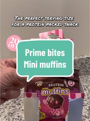 The perfect size snack packed with protein that tastes delicious! They’re also 20% off rn! #primebites #minimuffins #yearendsale #newyearnewaura #protienmuffins #proteinsnack 