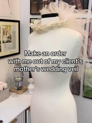 Custom accessories out of your mothers wedding veil! #mothersweddingdressreconstruction #heirloomweddingdress #mothersweddingdressremade #mothersweddingdressaccessory 