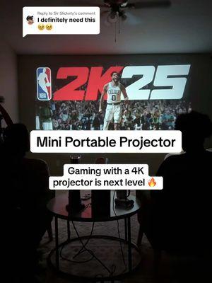 Replying to @Sir Slickety Game nights   hit different! 🔥 #projector #gaming #GamingSetup #gamer #2k25 #NBA #gametok #HomeProjector #HomeTheaterb #4kprojector #portableprojector #outdoorprojector #miniprojector  #endofyearsale 