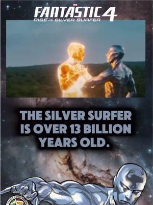 The Surfer traveled back in time to end of one universe and the start of ours. As a result he is over 13 billions years old.  . . . . . . #silversurfer #timetravel #norinradd #fantasticfour #fantasticfourriseofthesilversurfer #riseofthesilversurfer #chrisevans #thehumantorch #superhero #superheroes #marvel #marvelstudios #marvelcinematicuniverse #marvelanimation #mcu #marveluniverse #marvelcomics #comics #comicbooks #funfacts #interestingfacts #comicbookfacts 