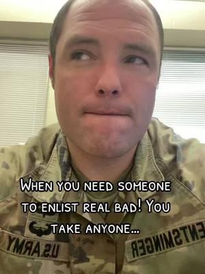 Who’s ready! I’ll enlist you right now dangit! 😂😂😂 • • • • • #miltok #iowanationalguard #drillsergeante #milso #fyp #recruitment #infantry #basictraining #comedy 