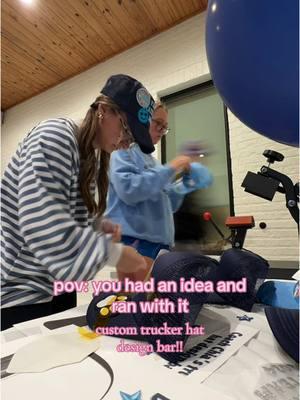 TRUCKER HAT DESIGN BAR!!!! This was so so fun!!! #truckerhat #truckerhatdiy #truckerhatbar #truckerhatdesign #customtruckerhat 