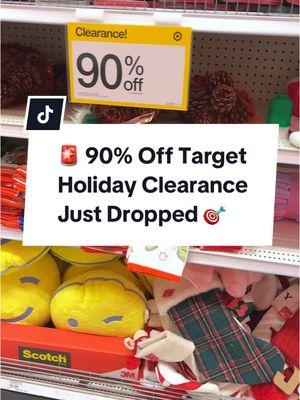 You can get 90% off holiday clearance now at some Target stores. 🎯 Here's what we found.  🤑 Some stuff was less than 50 cents! Like clockwork, Target offered 50% off Christmas clearance on Dec. 26, then 70% off, and now we're already seeing 90% off at some stores as of Dec. 30. We're finding the deepest Target clearance discounts on holiday decor, Christmas stockings, gift sets, Christmas ornaments, and more. When can you score 90% off at other stores? Tap our 🔗 in bio for our full holiday clearance schedule. #targetclearance #christmasclearance #holidayclearance #targetdeals #targetcouponer #targetcouponing #clearancesale #smartshopper #dealhunter #clearancehunter #deals #krazycouponlady