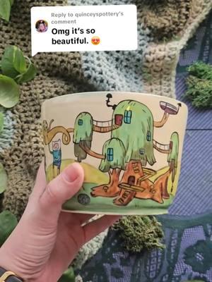 This planter is still looking for it's forever home but I wanted to share it again because I'm super proud of it and love the scene of Marceline and Pb having tea . . . . . . #adventuretimeart #adventuretime #bmo #marcelinethevampirequeen #princessbubblegum #finnandjake #finnthehuman #jakethedog #handmadepottery #potteryprocess #nostalgiacore #functionalart 