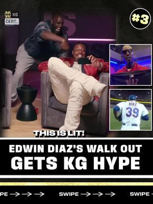 Crackin’ Moment #3: One of the best walk outs in baseball 🎺👏 Nothing gets KG psyched like #EdwinDiaz’s entrance.  #MLB #Mets #TimmyTrumpet #KevinGarnett #NBA #PaulPierce  