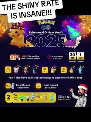 MAKE SURE YOU GO OUT AND HUNT THIS NEW YEARS, AS ALL THESE COSTUME SHINY’S HAVE AN INSANE RATE!! #pokemongo #pokemon #fyp #foryou #pogo #newyear #event #shundo 