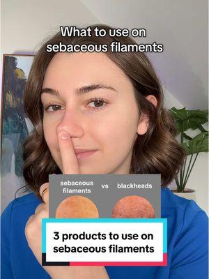 Why these will actually work 👇🏻  1. Cicaplast balm: since it’s a rich balm packed with a lot of skin supporting ingredients it helps to improve the water content in your skin which supports the overall function of your skin barrier making including natural exfoliation making your sebaceous filaments less noticeable!  ✅ HOW TO USE: at night after your moisturizer has dried down you apply a thin layer of cicaplast balm to your nose 2. Oil cleansing: oil attracts oil so oil cleansers help soften the material inside sebaceous filaments making them easier to clean out and overtime this helps make them less noticeable!  ✅ HOW TO USE: use an oil based cleanser on dry skin and REALLY get in there and take your time to gently massage your nose then emulsify with water and then finish it off with your second water based cleanser to make sure all the oil is off 3. Retinoids: help regulate oil production and work to increase skin cell turnover which prevents pores from getting clogged with excess sebum and dead skin cells leading to less build up in making your sebaceous filaments less noticeable!  ✅ HOW TO USE: at night but always start low strength and go slow by easing your skin into it aka use a few times a week and overtime build up usage as tolerated #sebaceousfilament #sebum #oilcontrol #cloggedpores #clogproneskin #congestedskin #strawberrynose #pores #skincaretips #dermatology #greenscreensticker 