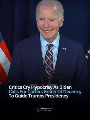 Is “decency” the rarest commodity in politics these days? One headline sparked a storm of debate as President Biden hinted President-elect Trump should learn a lesson in “decency” from the late Jimmy Carter—only to face immediate backlash for allegedly “deceiving the American public.” Now, the question looms: what does genuine leadership really look like? …Follow for more insightful posts. ignited social media highlighted Biden’s call for “decency,” pointing to Carter’s legacy as a moral compass for future leaders. Yet critics accused Biden of hypocrisy, igniting broader questions: Should political figures preach values they themselves have been called out on? Or is it possible to acknowledge flaws yet still champion virtue? Online platforms erupted in divided responses. Some praised Biden’s stance, lauding Carter’s humanitarian spirit and suggesting it’s never too late to embrace deeper compassion. Others perceived Biden’s statement as political grandstanding, resurrecting old grievances about transparency and accountability. The tension: Are moral appeals from leaders sincere if past actions suggest otherwise? Research from the Pew Research Center shows public trust in government is heavily influenced by perceived integrity and consistency between words and deeds. When a president cites “decency,” it raises the bar of expectation, demanding a track record of honest dealings. Ultimately, this debate echoes a timeless theme: leadership integrity matters—and voters will hold leaders accountable for double standards and unkept promises. #PoliticalDebate #DecencyMatters #Biden #Trump #JimmyCarter #LeadershipTalk #PublicPerception #MoralCompass #Accountability #Transparency #SocialMediaDebate #NewsUpdate #AmericanPolitics #Controversy #EthicsInPolitics #PewResearch #CarterLegacy #ValuesBasedLeadership #CivicEngagement #HighValueInsights #AdvancedAnalytics #ProjectShadowUS #PublicTrust #DigitalStorytelling #GrowthMindset #AuthenticLiving #ElevatedPerspective #CommunityDialogue #GlobalLeadership 