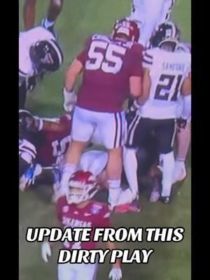 Update & Apology from #arkansas player #carmona who stepped on @cj baskerville ankle. But nothing from Razorbacks or NCAA #cfb #CollegeFootball 