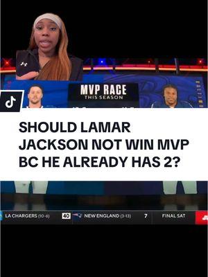 Should Lamar not win MVP bc he already has won 2? 🤔 #fyp #sports #nfl #football #lamarjackson #joshallen #baltimoreravens #buffalobill #tonyromo #mvps 