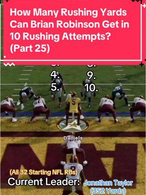 How Many Rushing Yards Can Brian Robinson Get in 10 Rushing Attempts? #football #nfl #madden #madden25 #fyp #washington #washingtoncommanders #brianrobinson #alabama #alabamafootball 