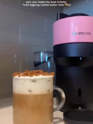 The perfect Christmas latte combo😍 using my @Nespresso Vertuo Pop+ machine, use my code “JANELLE10” to receive $10 off your machine this holiday season! Limited time offer value from 11/1-12-31, USA only. Code can only be applied to Vertuo Pop+ machines (and Vertuo Pop+ machine bundles) offer valid on Nespresso.com OR in store at Nespresso boutiques. #Nespressopartner #Earnscomission #icedlatte #cookoebutter #eggnog #icedcoffeelover #nespressovertuopop #blackgirltiktok #homebarista 