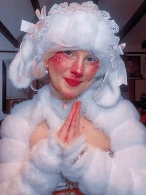 a pious girl 🐇💗🪽 #fypシ #snowbunny #catherinecalledbirdy #winterfashion #whitemascara #fur #handmade #bunny #allwhiteoutfit #primevideo #bellaramsey