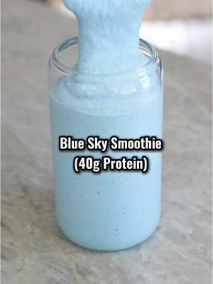 Blue sky smoothie (40g Protein). Looks as good as it tastes.  Calories: 375 Ingredients: 1/2 cup frozen pineapple  1 ripe banana (ideally frozen) 3/4 cup almond milk 1 scoop vanilla protein 1/2 cup greek yogurt  1 tsp vanilla extract  1 tbsp chia seeds 1 tsp blue spirulina  #smoothie #smoothiebowl #highprotein #fitness 