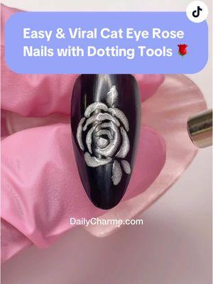 Easy rose cat eye glass nails using dotting tools 🌹😱💅 Viral glass nails that are perfect for Valentines nails ❤️ using Daily Charme goodies: ✨001 Perfect Black ✨C09 Mooncat ✨Daily Charme Nail Art Dotting Tools Set ✨Cat Eye Magnet Cylinder Wand ✨T04 Cosmopolitan ✨T07 Abs*nthe ✨Diamond Shine Top Coat #cateyenails #glassnails #cateyenailart #easynailart #diynails #tutorial #nailartvideos #Valentinesnails #rosenails #nailtrends #redglassnails #magneticnails #jellynails #nails #nailinspo #nailtutorial 