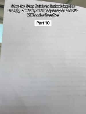 Part 10 Trust the Divine Flow Finally, the universe is always conspiring in your favor. Your life is not about struggle; it’s about surrendering to the flow of abundance and creativity. Trust that the universe will provide you with everything you need at the perfect time. 	•	Action: When you feel resistance or fear, pause and remind yourself: “Everything I need is already here. I trust in the divine timing of my success.” Let go of any attachment to the outcome and trust that you are always supported. 	•	Daily Practice: Practice surrender and trust each day. When you feel uncertainty arise, take a deep breath and reaffirm your faith in the flow of life. Allow your intuition to guide you, knowing that your highest good is always unfolding. In Summary: 	1.	Claim Your Power: Start each day with an empowered declaration of who you are. 	2.	Align with Creativity: Be a clear channel for creative flow. 	3.	Cultivate Abundance: Live in a state of gratitude and abundance. 	4.	Master Time and Energy: Prioritize your highest creative and financial endeavors. 	5.	Use Quantum Visualization: Live in the feeling of already having your desires. 	6.	Step into Leadership: Lead with authenticity, confidence, and purpose. 	7.	Develop Self-Belief: Replace all doubts with empowering thoughts. 	8.	Commit to Growth: Constantly upgrade your skills and mindset. 	9.	Elevate Your Environment: Surround yourself with beauty and inspiration. 	10.	Trust Divine Timing: Surrender to the flow and trust your journey. #fypシ゚viral #stepbystep #multimillionaire #creative  Prompt found by @quixotosalchemos 