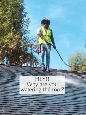 Why is he watering the roof? 🤔 Testing for leaks, of course! 🌧️💦 Sometimes you gotta simulate the rain to stay ahead of the game. 🛠️ Better safe than sorry when it comes to keeping things dry inside. 👌 #GirlFlip #RooftopRainCheck #HomeMaintenanceHack #StayDry