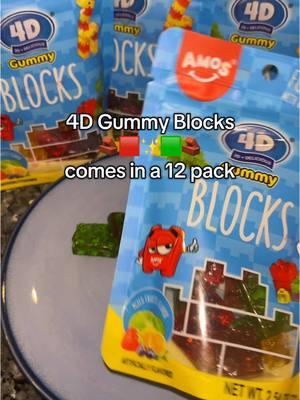 4D Gummy Block Candy🧱🍏✨🍎🧱🫐✨ these taste to good and they are super fun! They come in a 12 pack which makes it perfect for sharing with friends! #candytok #candy #fruit #gummyblocks #gummyblockcandy #4dgummies #amossweets #amos #lemon #blueberry #apple #strawberry #candylover 