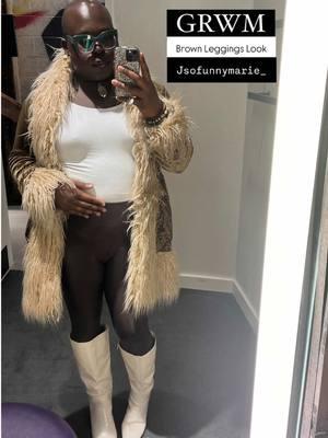 GRWM - Brown Leggings Look : I love when I can bring out my that’s so raven jacket. You can spend less than $100.00 and look fabulous 🌻🖤✨#fashion #grwm #fashionova #shein #curvemodel #fashiontiktok 