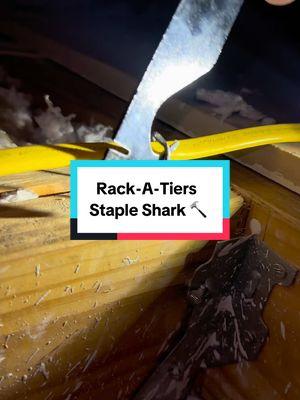 Rack-A-Tiers Staple Shark! Such a simple yet effective way to remove staples! 🔨  Use Code ‘sparkyizzy10’ if you would like a discount at rack-a-tiers.com! @Rack-A-Tiers ⚡️ . . . 🔸 More than a staple remover tool, Staple Shark can be a pry bar, nail puller, speed square, staple holder for tight spaces, or even a bottle opener. From the first time you use this cable staple remover, you will realize how much time and energy it saves.  . . . . #rackatiers #rackatierstool #laddermate #rackatiersladdermate #electricians #electriantools #laddertools #ladderaccessories #plumbers #painters #littlegiant #littlegiantladders #hvac #technicians #residential #residentialelectrician #DIY #handyman #construction #newconstruction #fiberglass #ladder #romex #romexstaple #staples #stapleremoval #stapleshark #rackatiersstapleshark