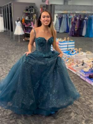 Rich, bold, and beautiful!  #prom #ballgown #tealdress #promdress #prom2025 #fashion #highschool #iowa 