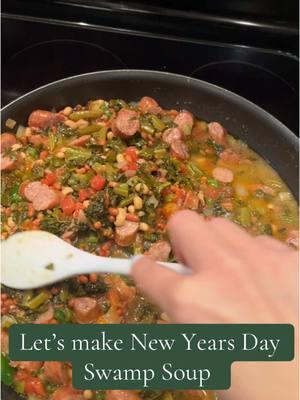 New Years Day Swamp Soup  #swampsoup #newyearsday #neeyearsdaysoup #greens #blackeyedpeas #jalapeno #cajuncooking #cajunsoup #cajunsausage #creole #fieldpeas #rotel #onioncelerypepper 