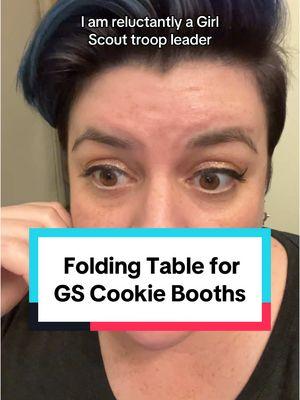 It’s almost cookie time, and you know what that means - folding tables for cookie booths so little kids can pressure you to buy delicious cookies! #foldingtable #cookiebooth #girlscouts #table #TikTokShop  #mom #troopleader #neurodivergentparenting 