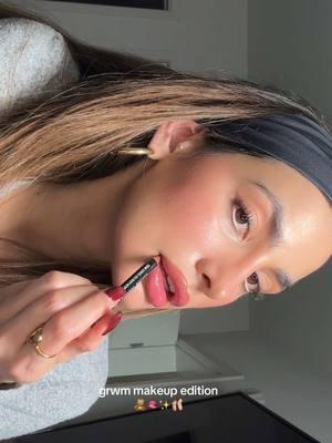 grwm makeup edition/natural glowy makeup, if you have any makeup product questions, please comment below! 🎀🤍 #lipcombo #browneyemakeup #lipliner 