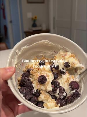 Fluffy yogurt is my absolute new obsession. I am already thinking of all the delicious yogurt bowls and dips I am going to be making now that I know how good this is! This is a blueberry cheesecake inspired high protein breakfast option. #highprotein #fluffyyogurt #caloriedeficitmeals #caloriedeficithacks #yogurtbowl #blueberrycheesecake #yogurt #highproteinmeals #highproteinrecipes 